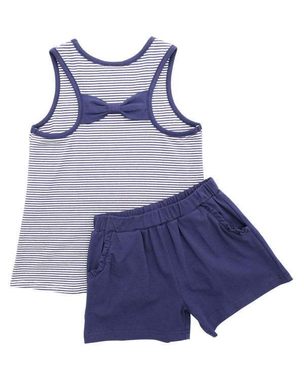 We've Got Spirit Bow Back Short Set- Navy Stripe