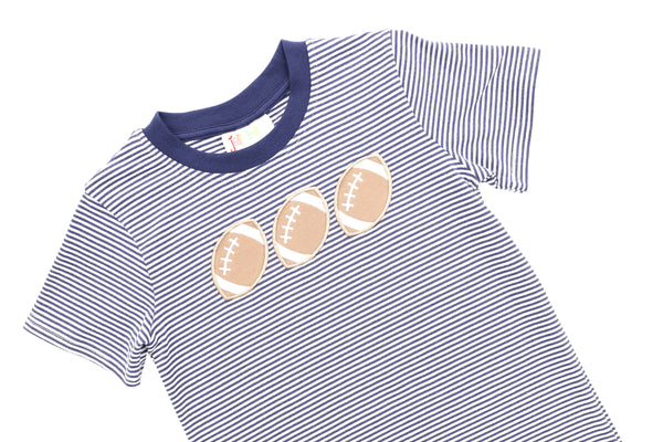 Football Trio Shirt- Navy Stripe