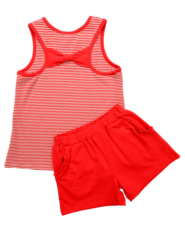 We've Got Spirit Bow Back Short Set- Red Stripe