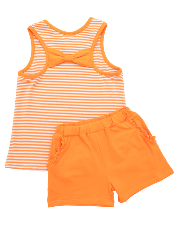 We've Got Spirit Bow Back Short Set- Orange Stripe