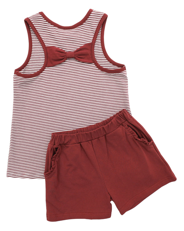 We've Got Spirit Bow Back Short Set- Maroon Stripe