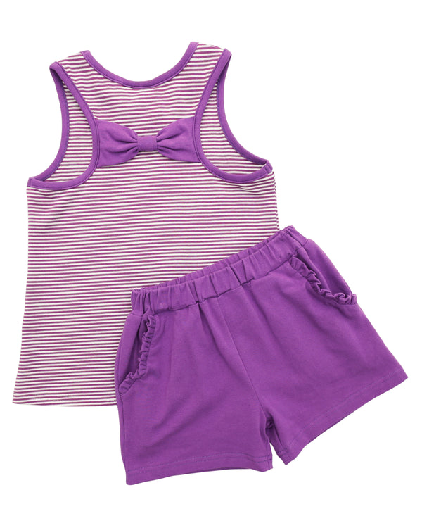 We've Got Spirit Bow Back Short Set- Purple Stripe