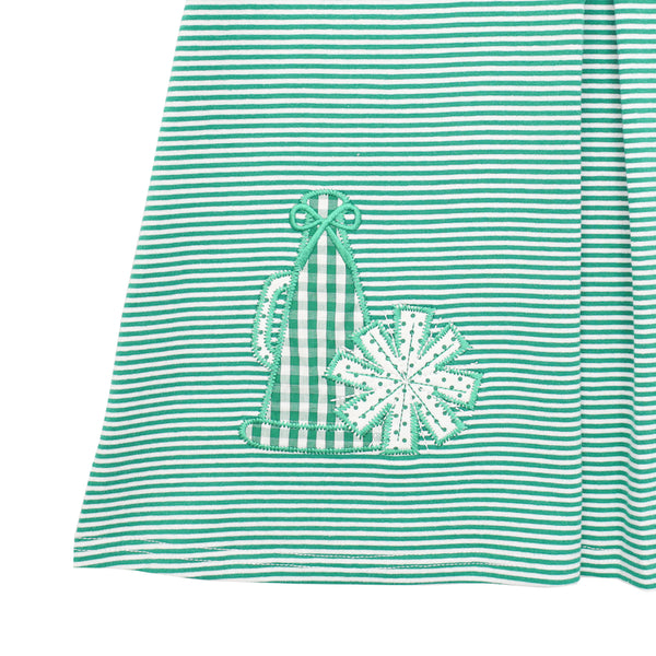 Stand Up and Holler Pleat Dress- Green Stripe