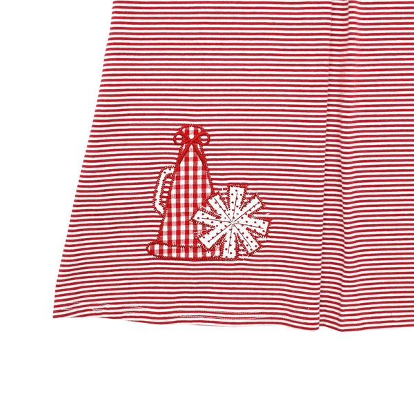 Stand Up and Holler Pleat Dress- Crimson Stripe