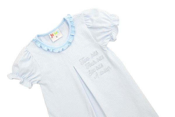 Stand Up and Holler Pleat Dress- Light Blue Stripe