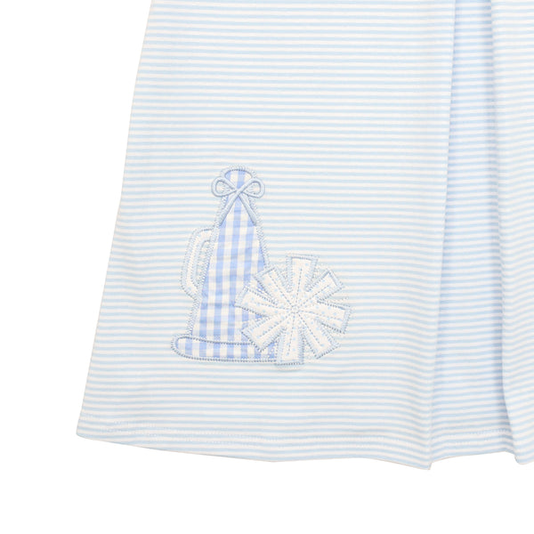 Stand Up and Holler Pleat Dress- Light Blue Stripe