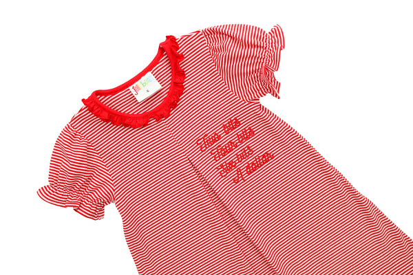 Stand Up and Holler Pleat Dress- Red Stripe