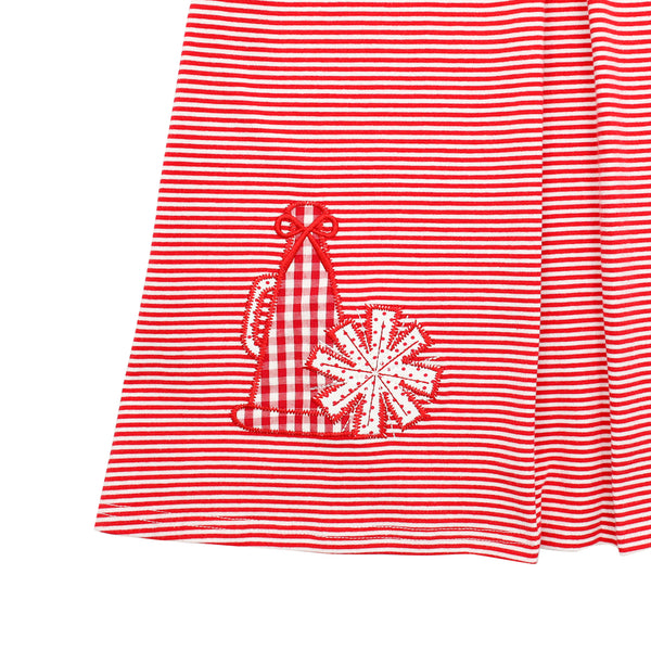 Stand Up and Holler Pleat Dress- Red Stripe