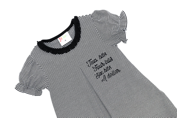 Stand Up and Holler Pleat Dress- Black Stripe