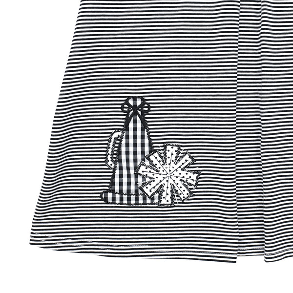 Stand Up and Holler Pleat Dress- Black Stripe