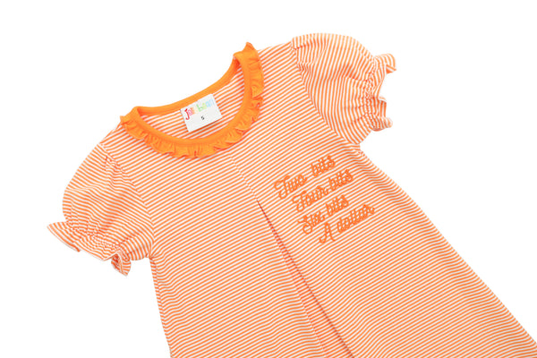 Stand Up and Holler Pleat Dress- Orange Stripe