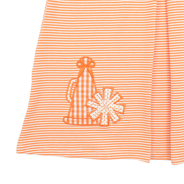 Stand Up and Holler Pleat Dress- Orange Stripe