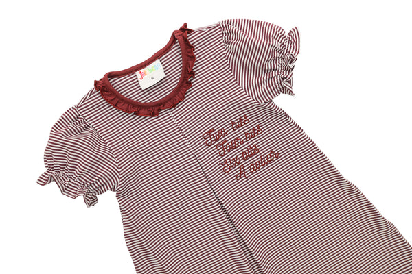 Stand Up and Holler Pleat Dress- Maroon Stripe