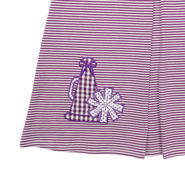 Stand Up and Holler Pleat Dress- Purple Stripe
