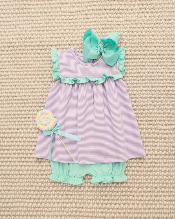 Bella Bloomer Set- Lavender Stripe and Mint