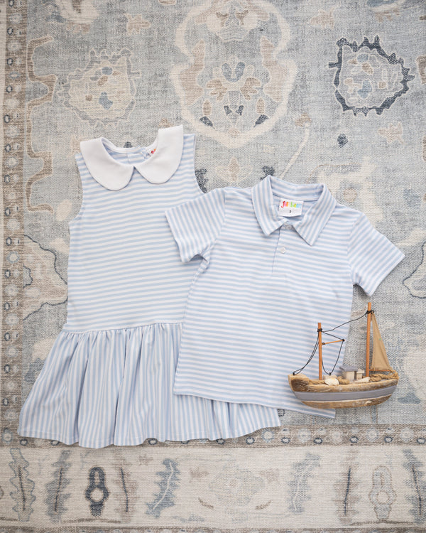 Georgia Dress- Light Blue Medium Stripe