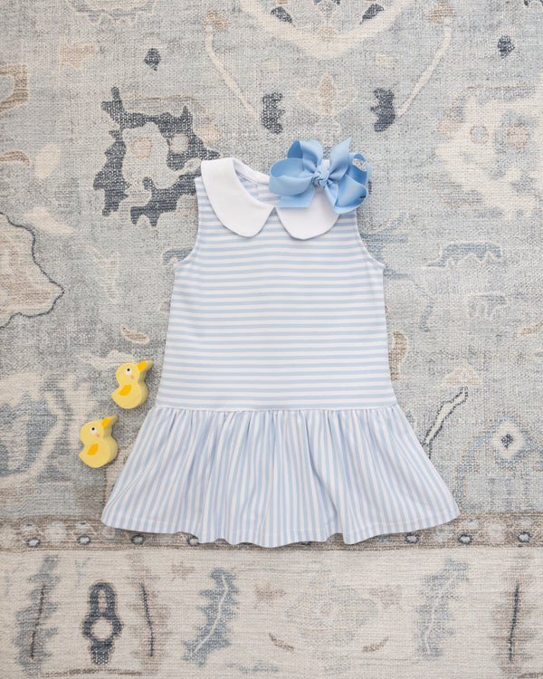 Georgia Skirted Bubble- Light Blue Medium Stripe