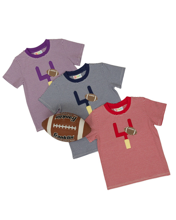 Down, Set, Hut Shirt- Purple Stripe