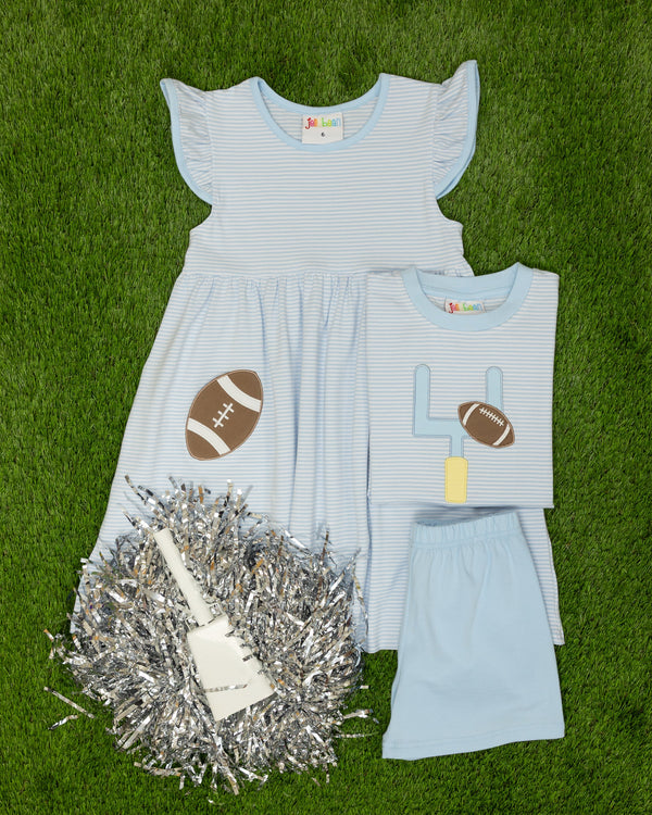 Down, Set, Hut Shirt- Light Blue Stripe