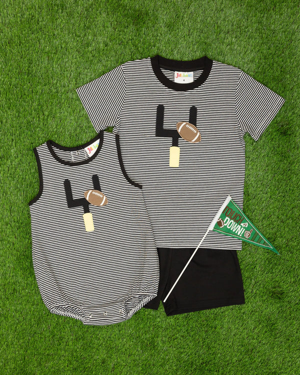 Down, Set, Hut Shirt- Black Stripe
