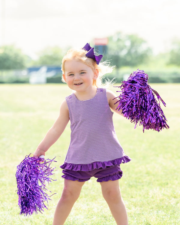 Let's Cheer! Swing Back Bloomer Set- Purple Stripe