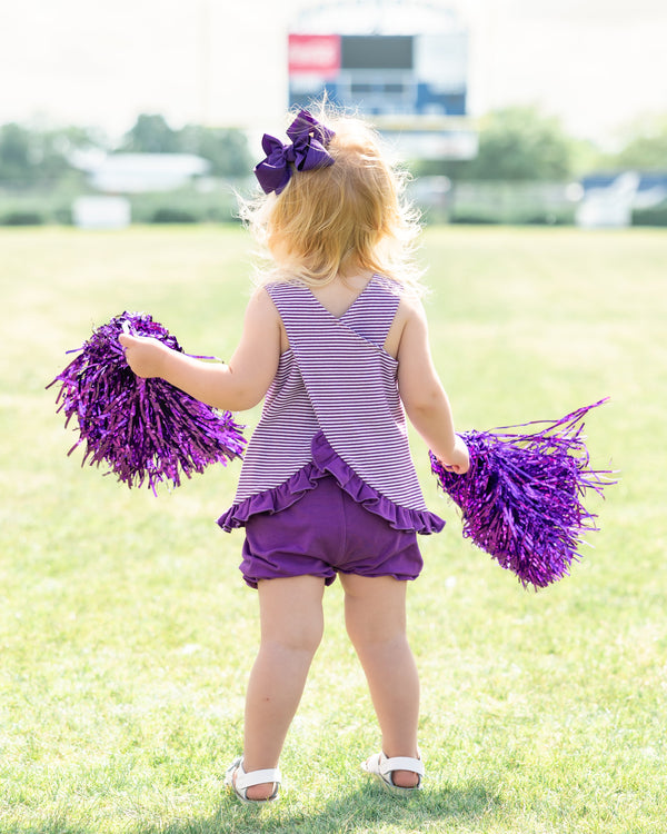 Let's Cheer! Swing Back Bloomer Set- Purple Stripe