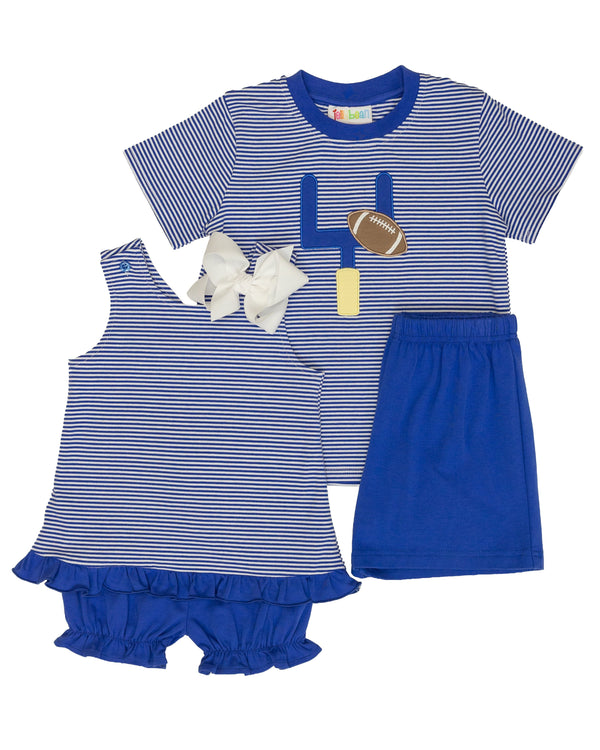 Down, Set, Hut Shirt- Royal Blue Stripe