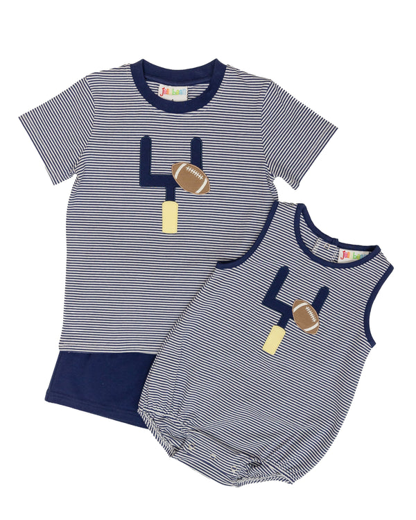Down, Set, Hut Shirt- Navy Stripe