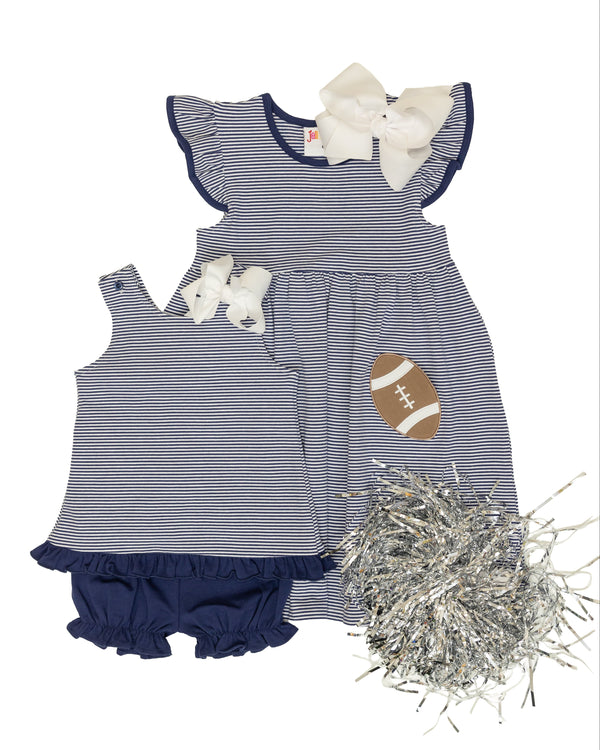 Let's Cheer! Swing Back Bloomer Set- Navy Stripe