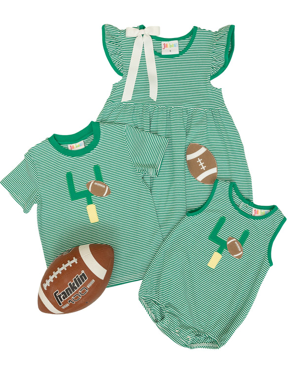 Down, Set, Hut Shirt- Green Stripe