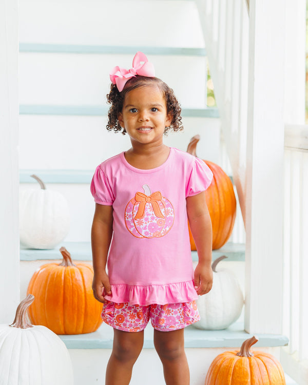Pumpkin Petals Applique Ruffle Short Set