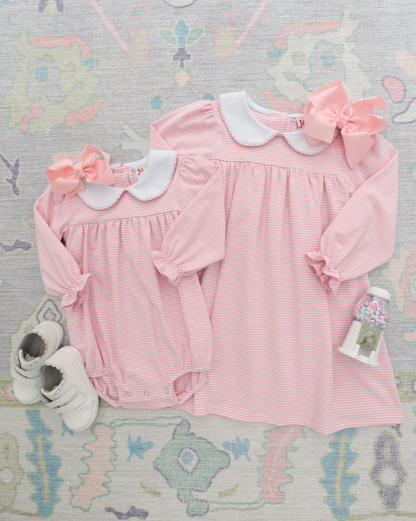 Lottie Dress - Light Pink Stripe