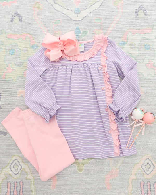 Clara Pant Set - Purple Stripe/Pink