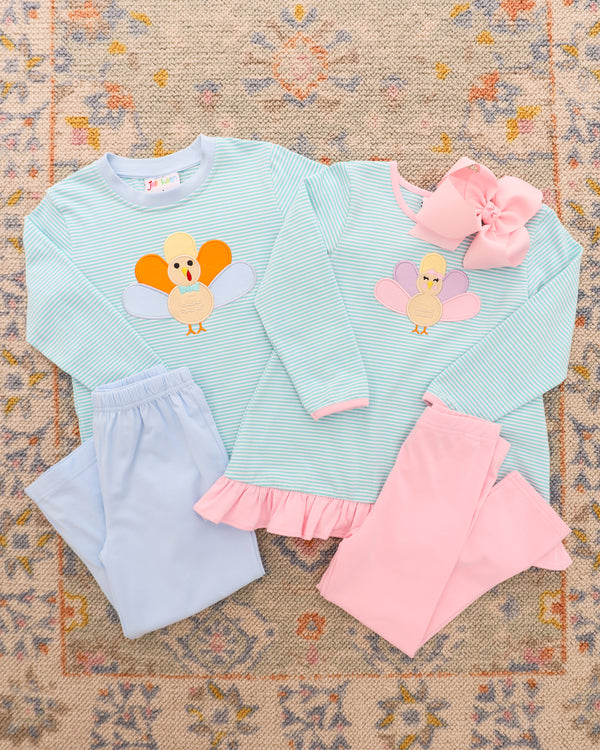 Pastel Turkey Ruffle Pant Set