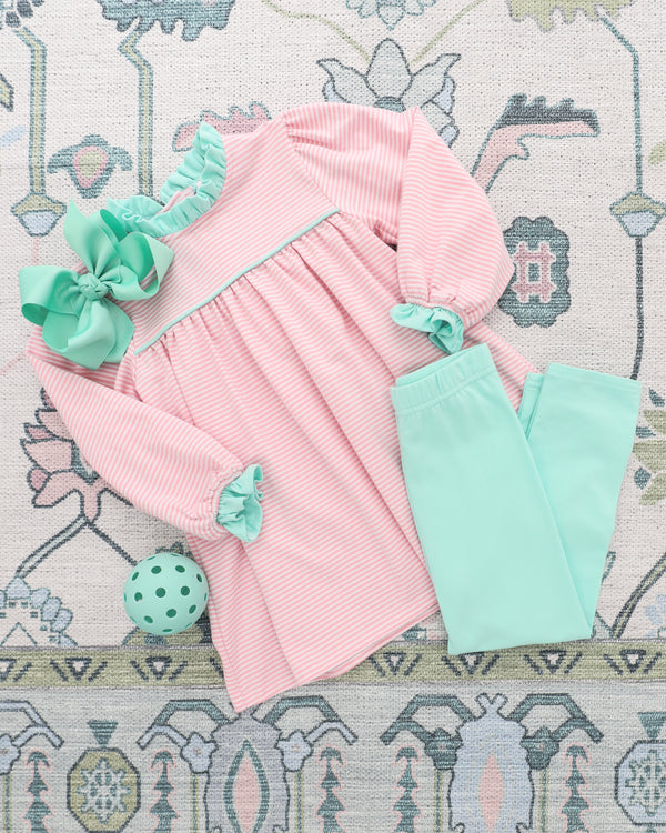 Annie Pant Set - Light Pink Stripe/Mint