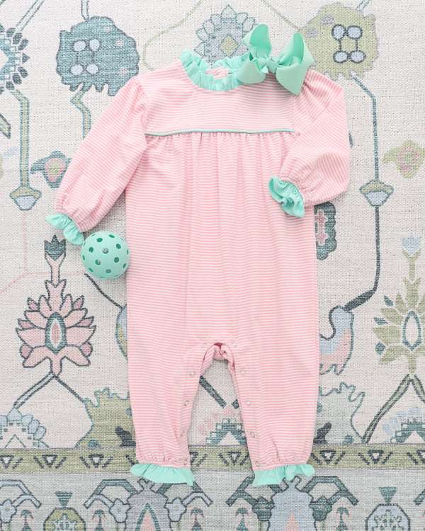 Annie Romper - Light Pink Stripe/Mint