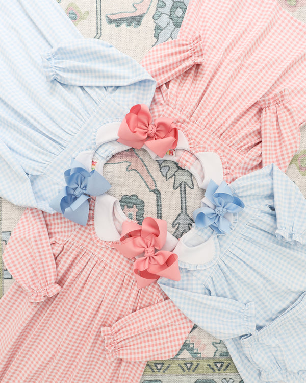 Catherine Diaper Set - Light Blue Gingham