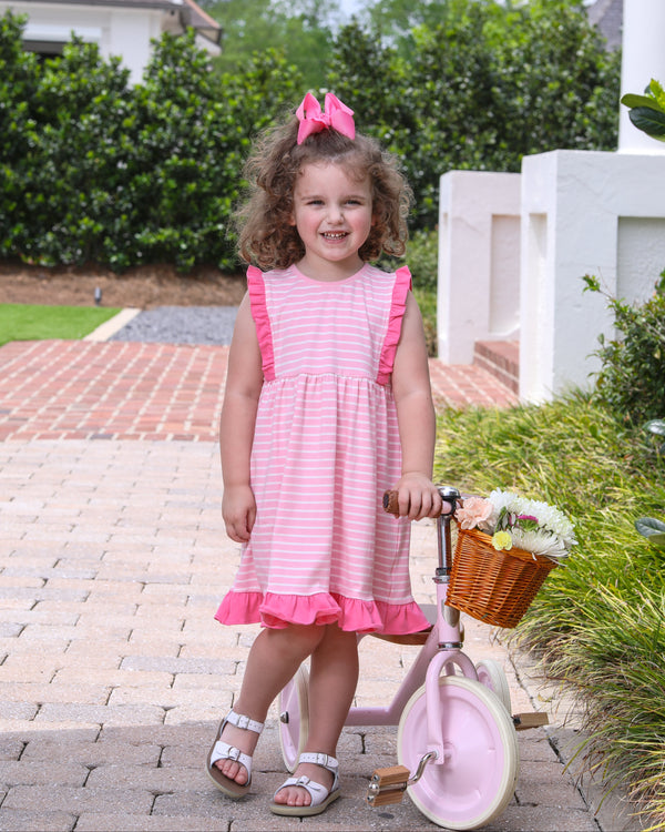 Josie Dress- Light Pink Stripe/Pink
