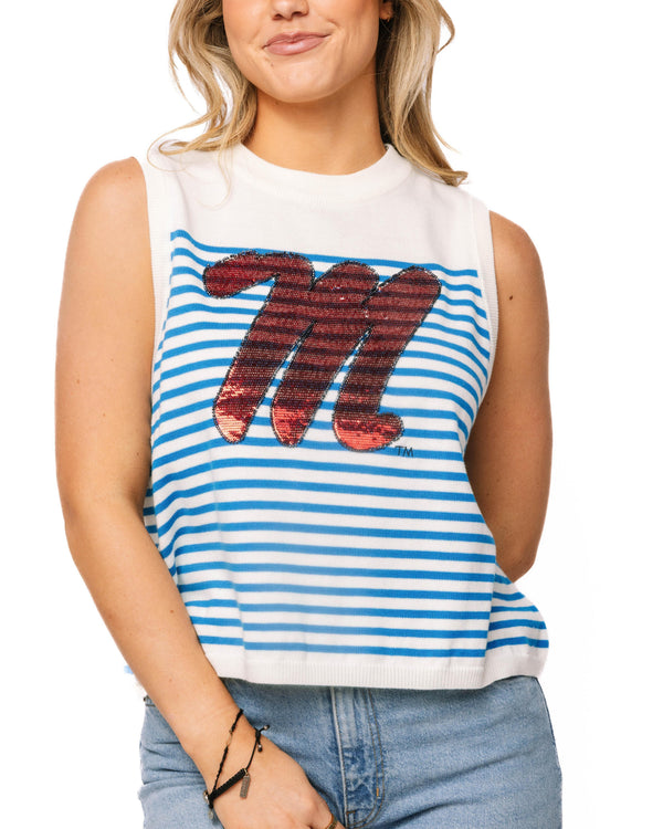 Licensed Ole Miss Mascot Striped Knit Tank