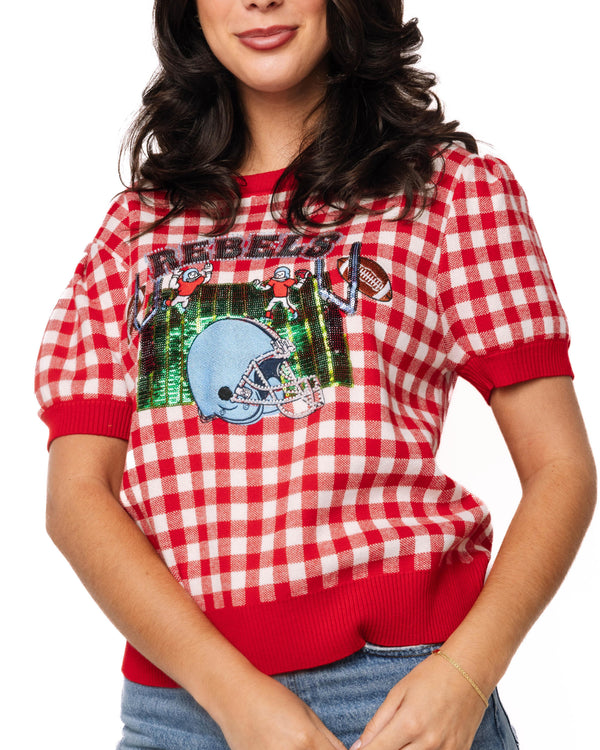 Licensed Ole Miss Gingham Field, Players & Helmet Sweater