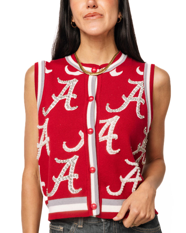 Licensed Bama Rhinestone Button Up Knit Tank