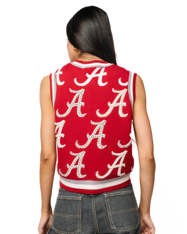 Licensed Bama Rhinestone Button Up Knit Tank