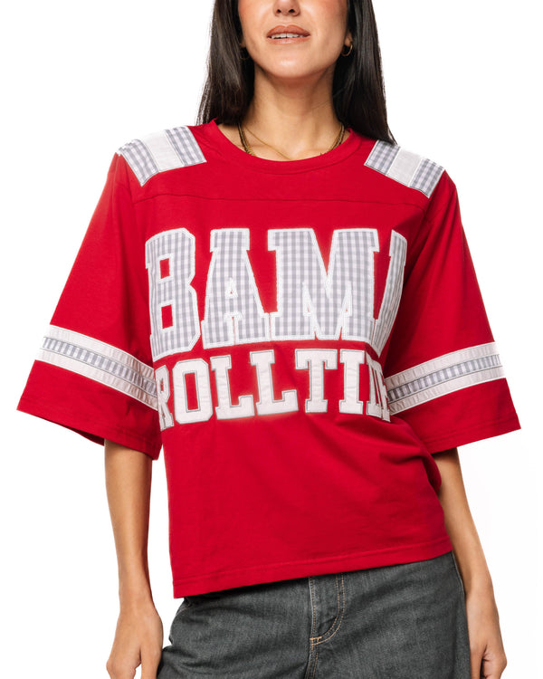 Licensed Bama Oversized Gingham Jersey Tee
