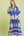 Two Tone Border Print Dress- Cobalt
