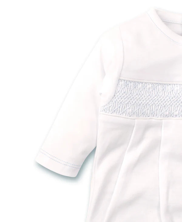 Hand Smocked Charmed Footie- White/Lt. Blue
