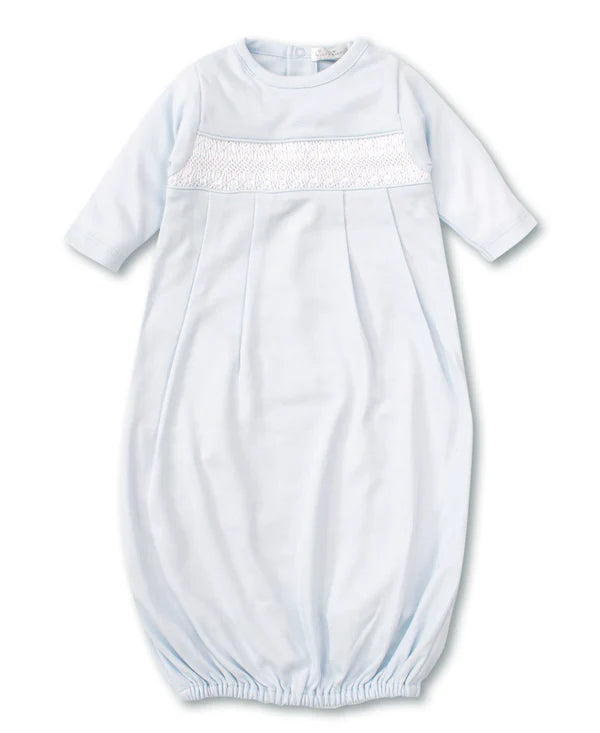 Hand Smocked Charmed Sack Gown- Blue