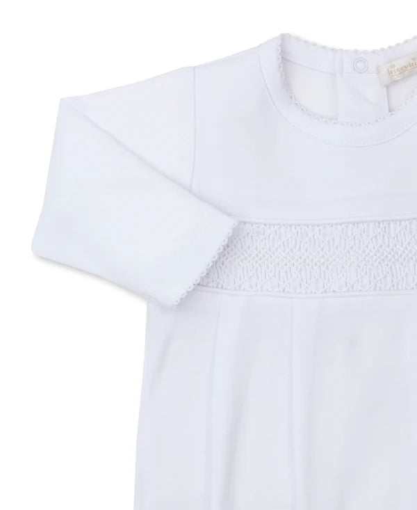 Hand Smocked Charmed Footie- White