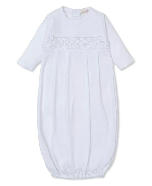 Hand Smocked Charmed Sack Gown- White