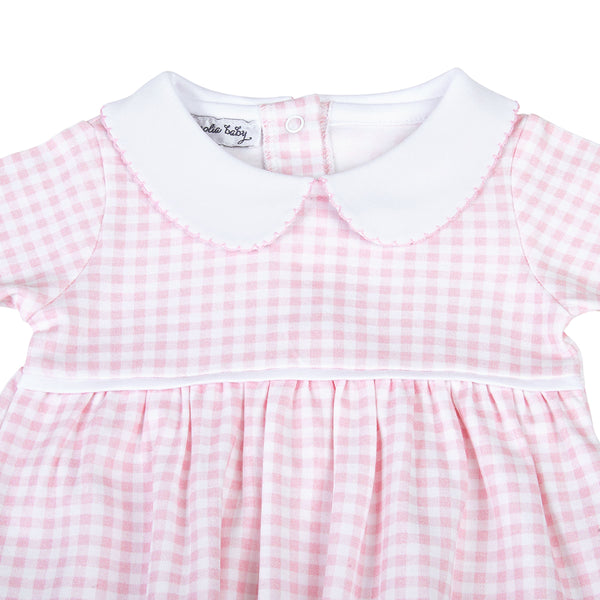 Mini Checks Collared Gathered Gown PK