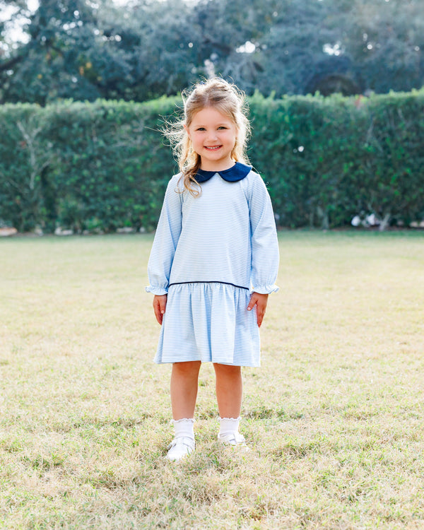 Katherine Dress- Light Blue Stripe/Navy